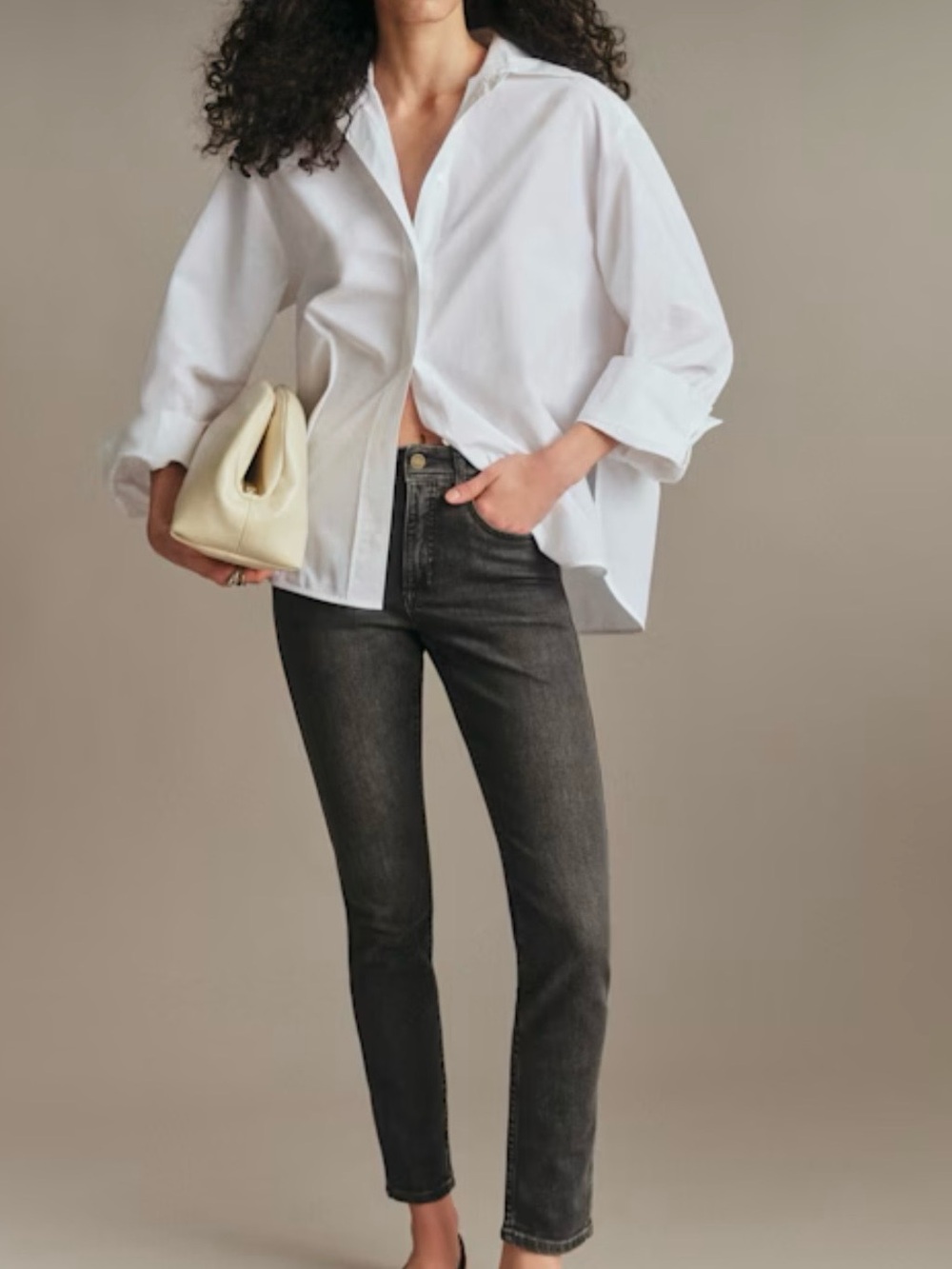 Sezane Gray Skinny Jeans with Subtle Fade